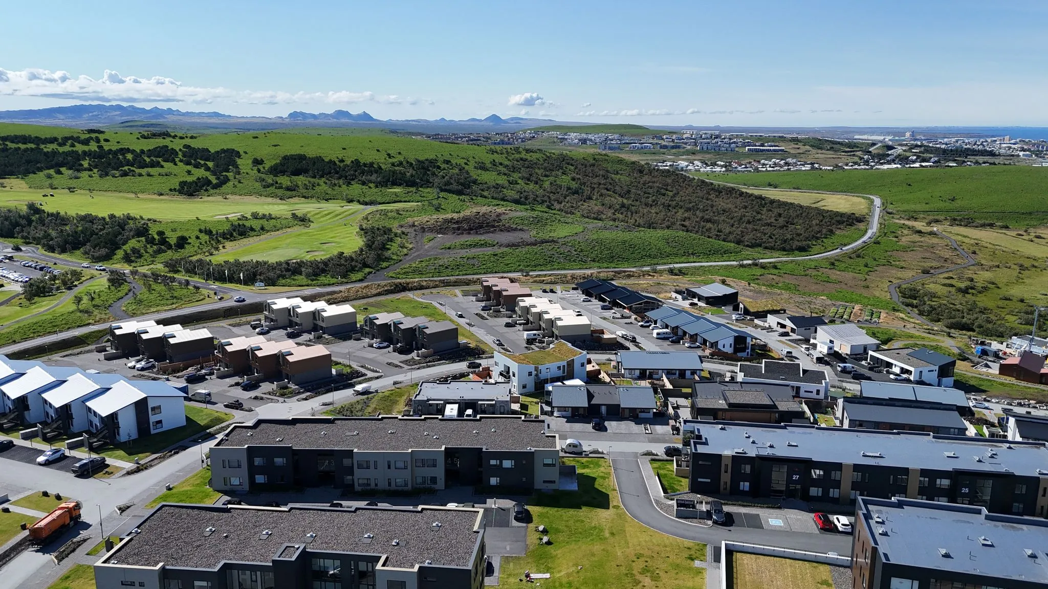 Kinnargata 44-80, Garðabær – CLT row houses, drone photo 5