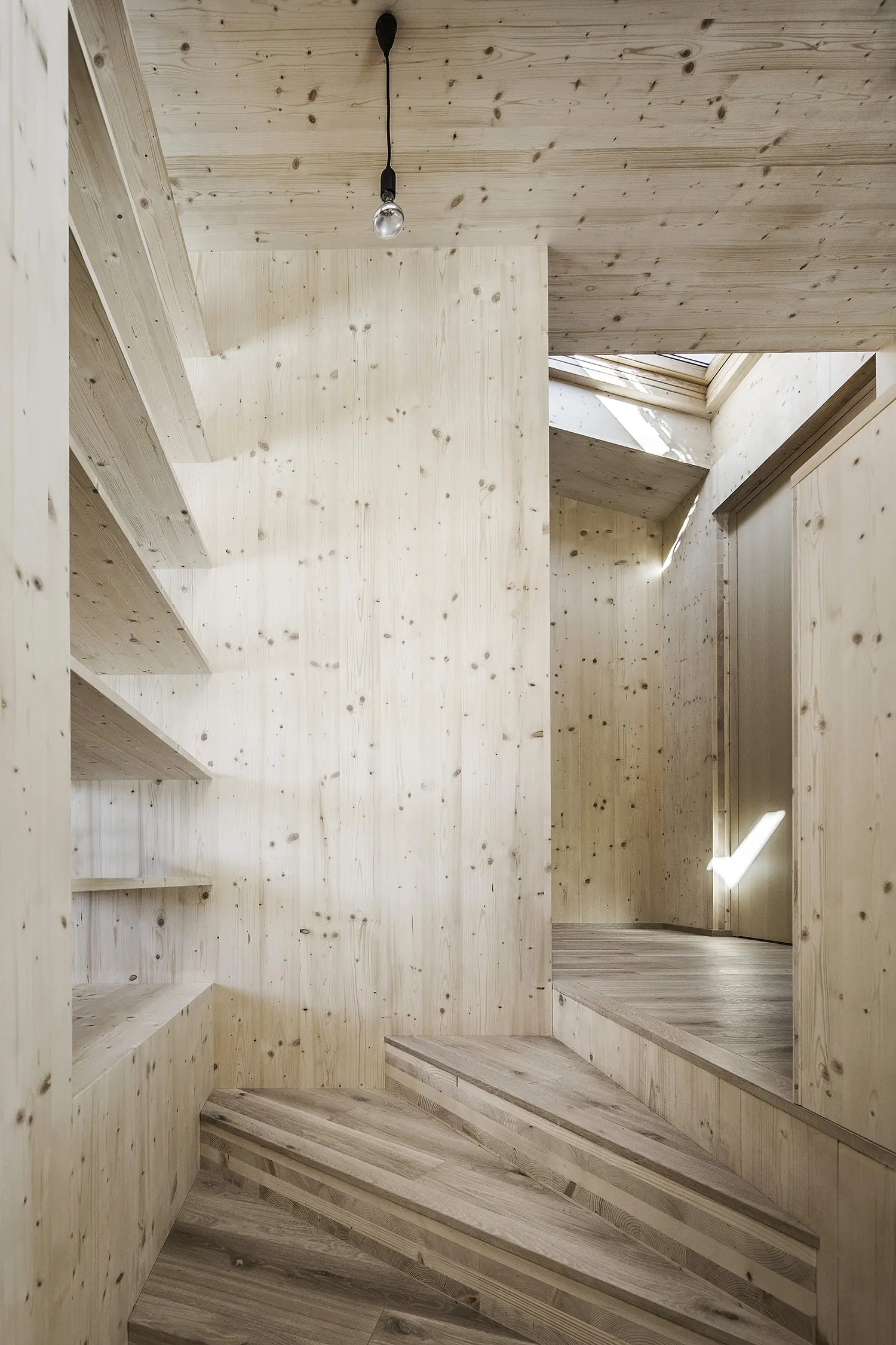 Stair and walls in cross-laminated timber